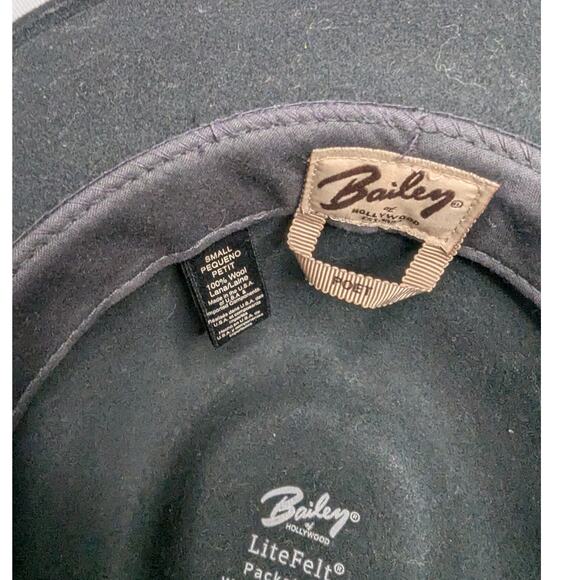 Bailey of Hollywood Briar Black Litefelt Wool Poet Outback Western Hat S - Picture 7 of 7